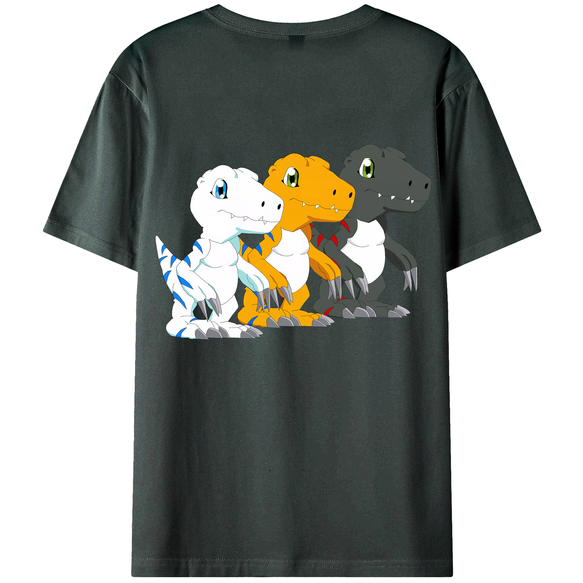 （画像用） Digimon デジタルモンスター/デジモン 綿100％ メンズ半袖Tシャツ（バックプリント） 通気性